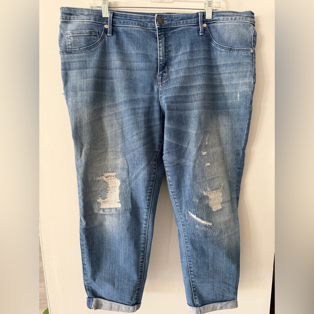Ava & Viv Stretch Cropped Jegging Fit Distressed Denim Jeans size 18 W